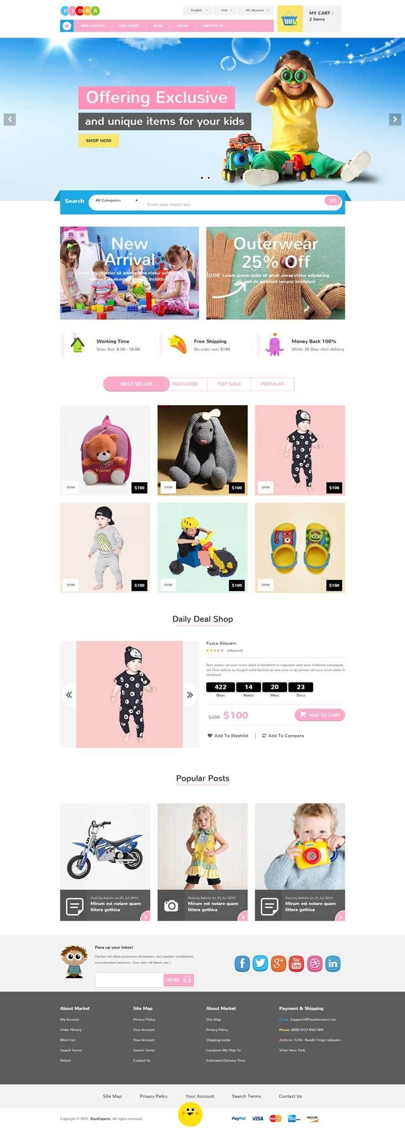 Bootstrap卡通风格母婴儿童玩具商城网站模板 响应式 英文外贸