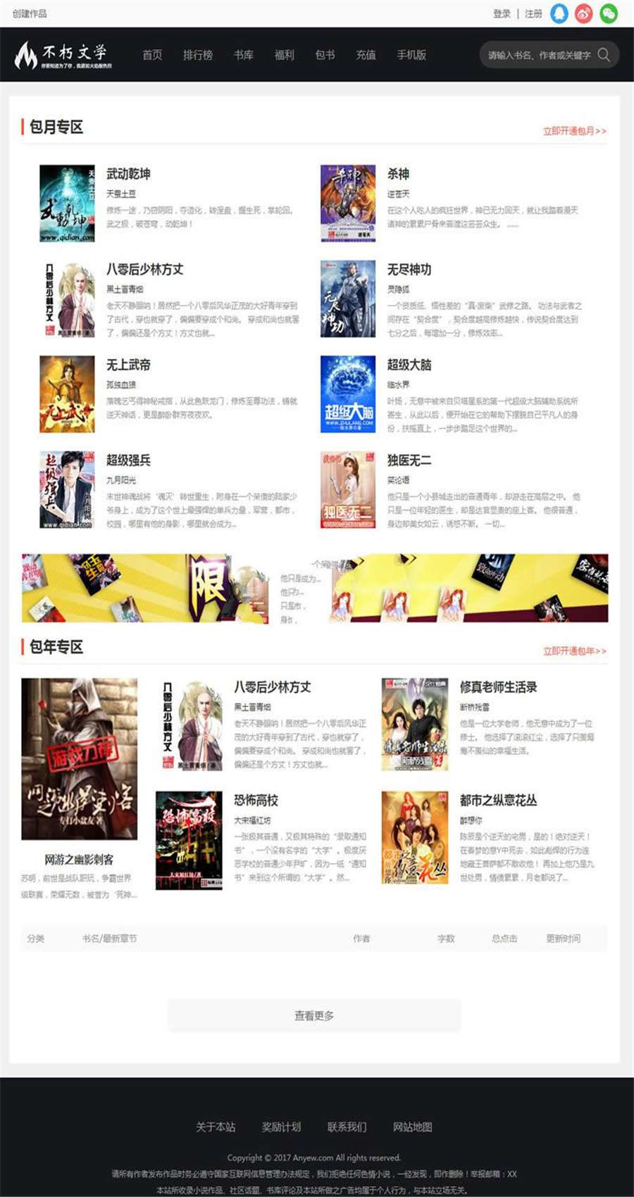 杰奇仿2020不朽文学网原创小说网站源码 含支付宝支付接口+微信支付+微信登录+QQ登录+采集