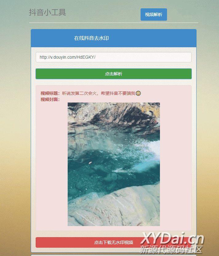 最新抖音无水印解析去水印网页版PHP源码