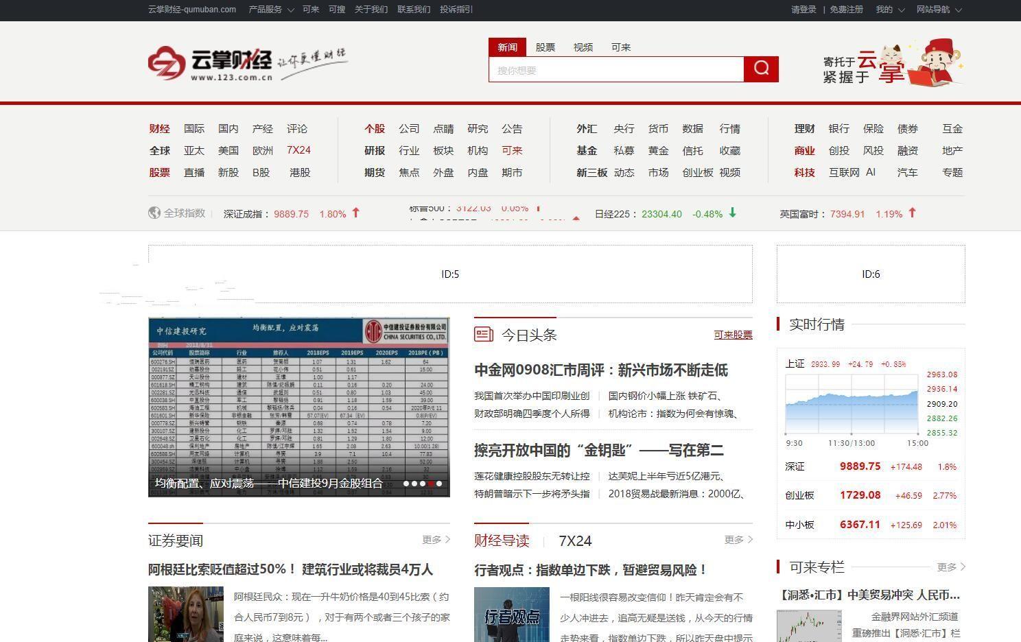 帝国cms仿《云掌财经》网站源码 大型综合股票金融财经门户网站模板 +火车头采集_PHP源码